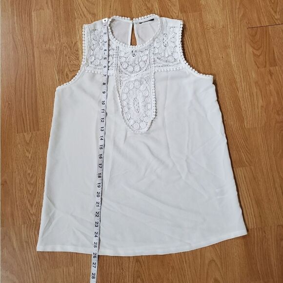 Halogen Lace & Crepe White Top Sz Medium - Picture 9 of 12